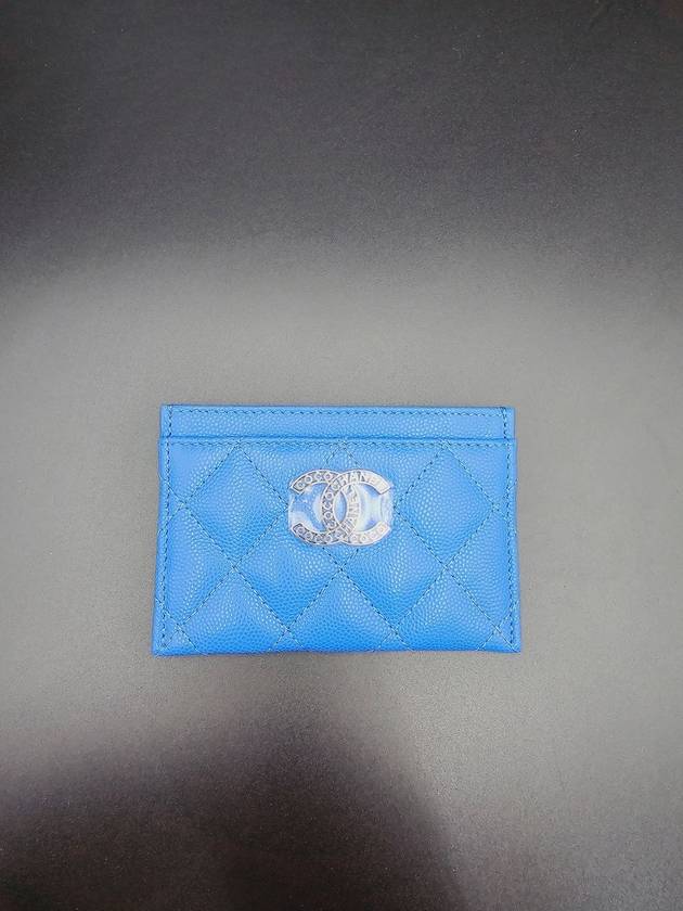 Caviar Card Wallet Holder Slot Season Blue Silver Plate AP3832 - CHANEL - BALAAN 7