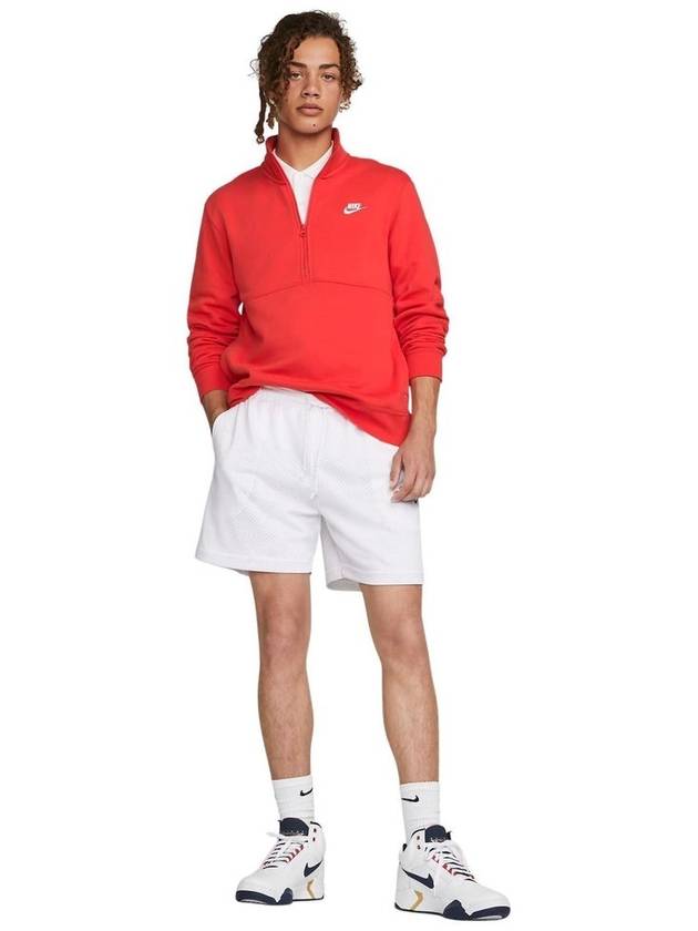 Sportswear Club Brushed Half Zip Up Sweatshirt Red - NIKE - BALAAN 4