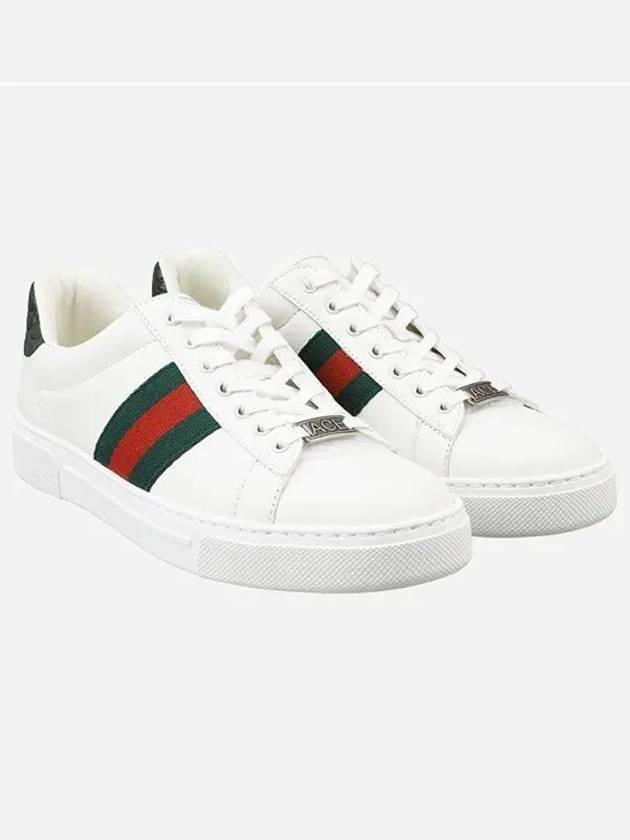 Ace Web Leather Low Top Sneakers White - GUCCI - BALAAN 2