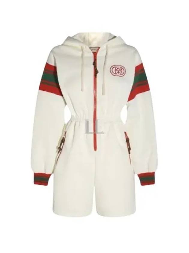 Interlocking G Logo Jersey Zipped Jumpsuit Ivory - GUCCI - BALAAN 2