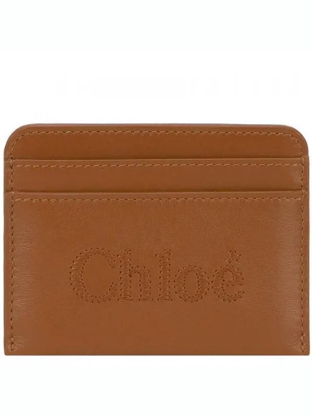 Sense Embroidered Logo Calfskin Card Wallet Brown - CHLOE - BALAAN 2