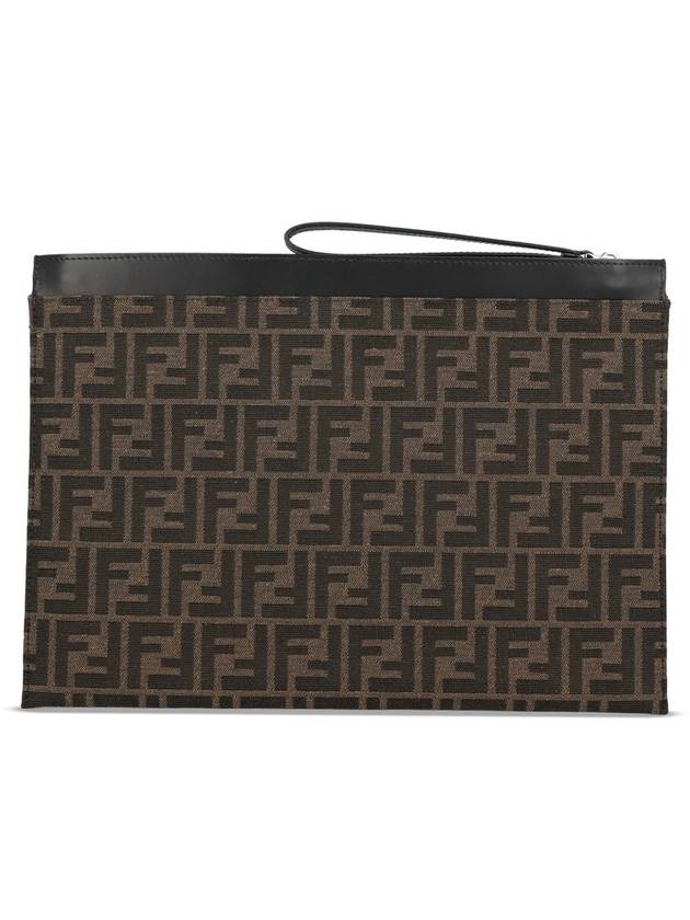 Large Flat FF Pouch Bag Brown - FENDI - BALAAN 4