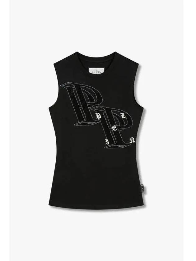 Women s Hotfix PP Logo Crew Neck Tank Top Black - PHILIPP PLEIN - BALAAN 1