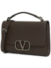 Signature V Logo Leather Cross Bag Brown - VALENTINO - BALAAN 3