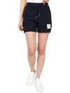 Women's Pique Stripe Rib Gusset Shorts Navy - THOM BROWNE - BALAAN 6