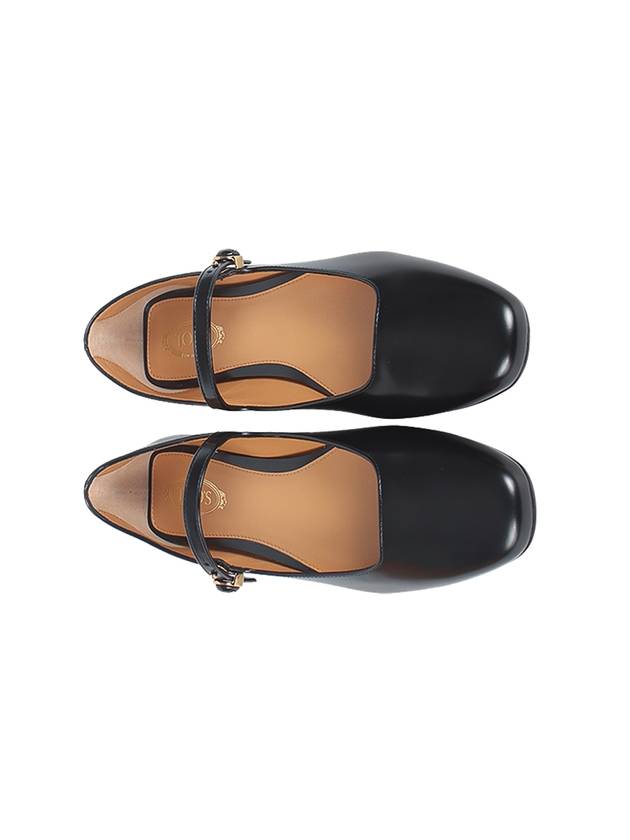 T Logo Mary Jane Flat Black - TOD'S - BALAAN 3