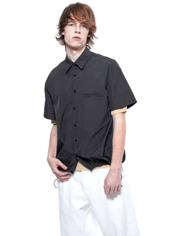 Men s SSHS CH Seersucker String Half Shirt Charcoal - CHANCE'S NOI - BALAAN 1