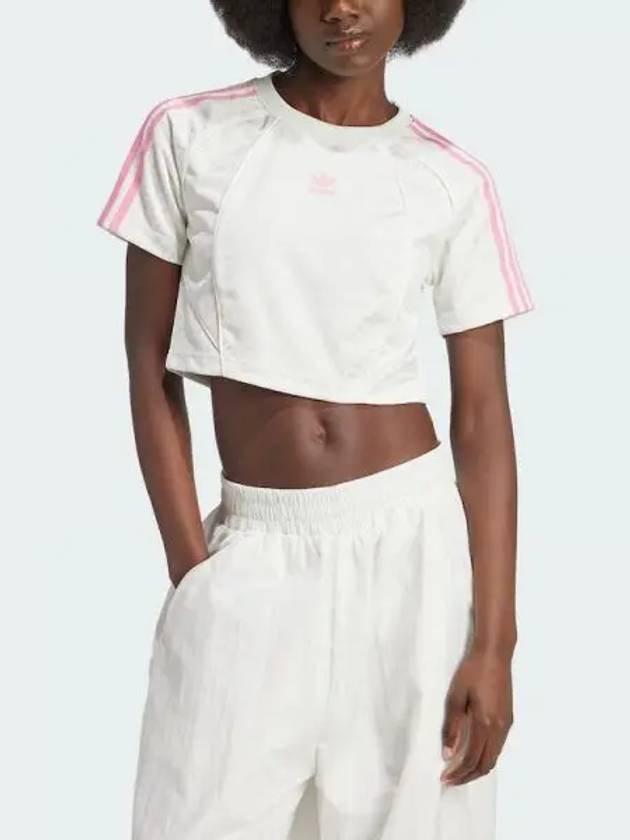 3 Stripe Baby Crop Short Sleeve T-Shirt White - ADIDAS - BALAAN 2