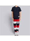 Men's Side Slit Relaxed Short Sleeve T-Shirt Navy - THOM BROWNE - BALAAN 6