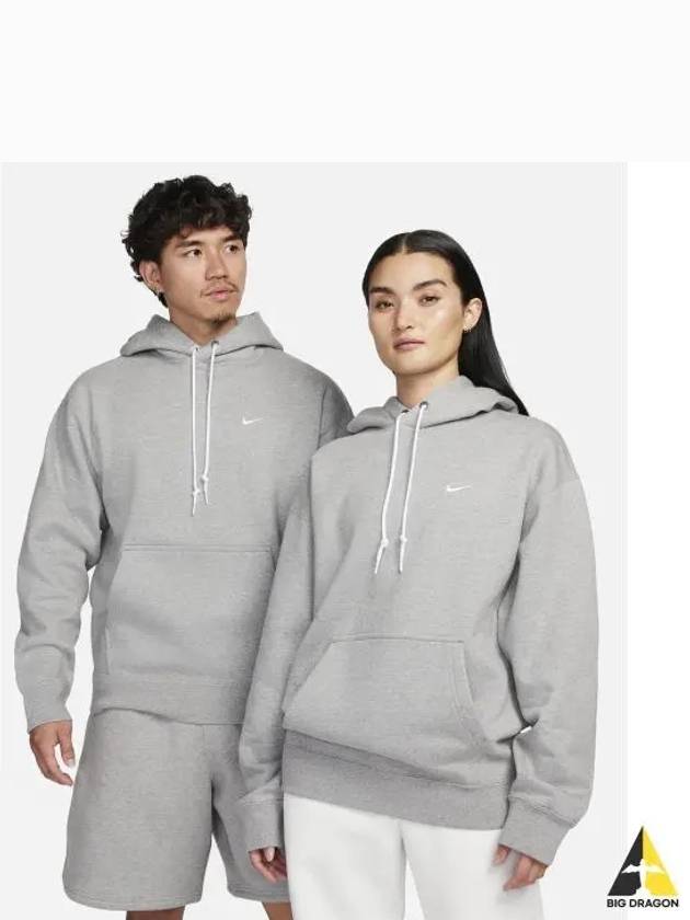 Solo Swoosh Fleece Pullover Hoodie Grey - NIKE - BALAAN 2