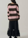 Influencer Seyoung wh Wool Stripe Overfit Knit Pink - SORRY TOO MUCH LOVE - BALAAN 4