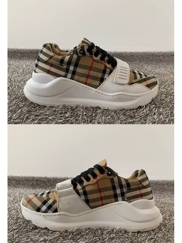 Check Velcro Cotton Canvas Sneakers 40 5 255 - BURBERRY - BALAAN 4