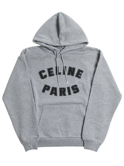 Paris Print Cotton Fleece Hoodie Grey Melange - CELINE - BALAAN 2