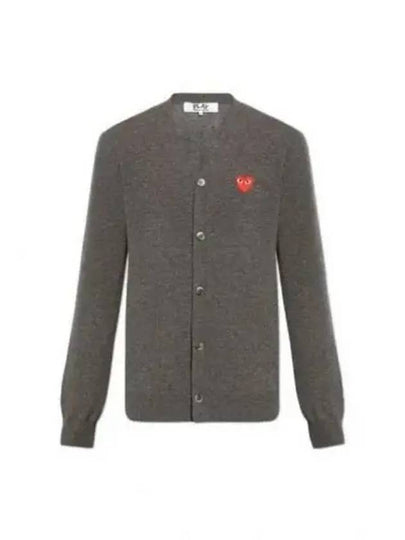 Heart Wappen Wool Cardigan Charcoal Grey - COMME DES GARCONS - BALAAN 2