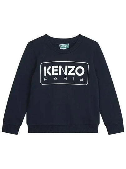 Kids Logo Print Cotton Knit Top Navy - KENZO - BALAAN 2