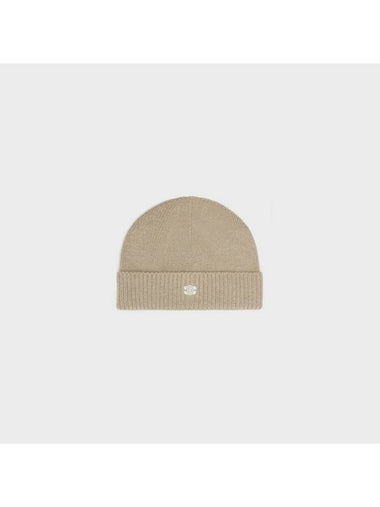 Triomphe Logo Beanie Beige - CELINE - BALAAN 1