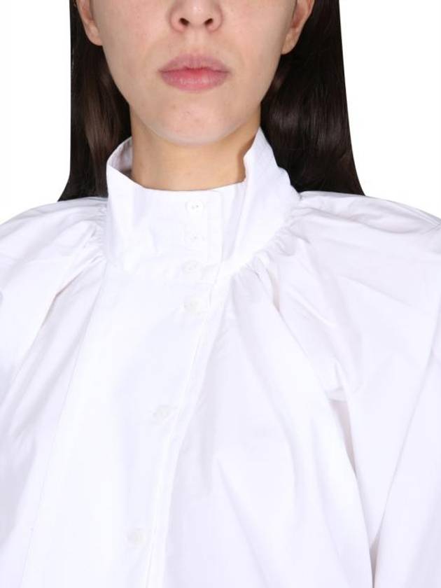 High Neck Long Sleeve Cotton Blouse White - PATOU - BALAAN 5