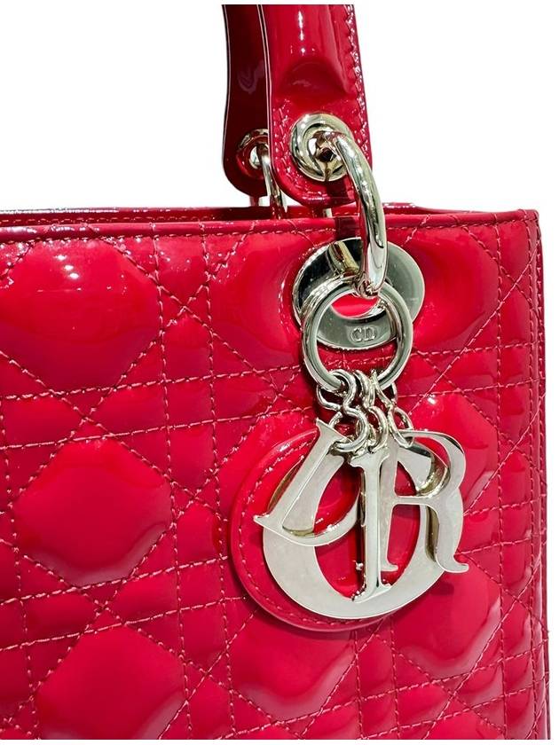 VRB44550 Red Patent Cannage Lady Medium Tote Bag Strap - DIOR - BALAAN 6