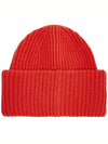 Face Patch Ribbed Wool Beanie Red - ACNE STUDIOS - BALAAN 4