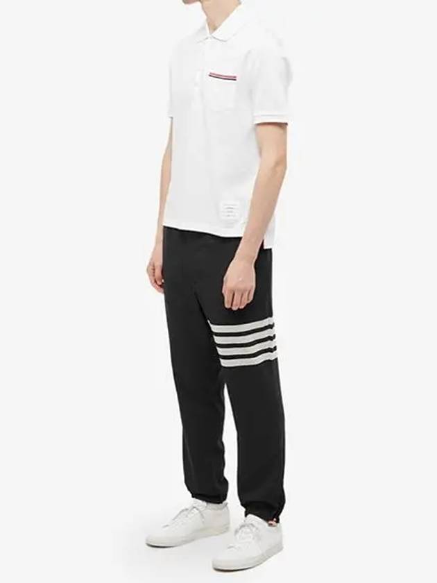 Men's Three Stripes Pocket Mercerized Short Sleeve Polo Shirt White - THOM BROWNE - BALAAN 6