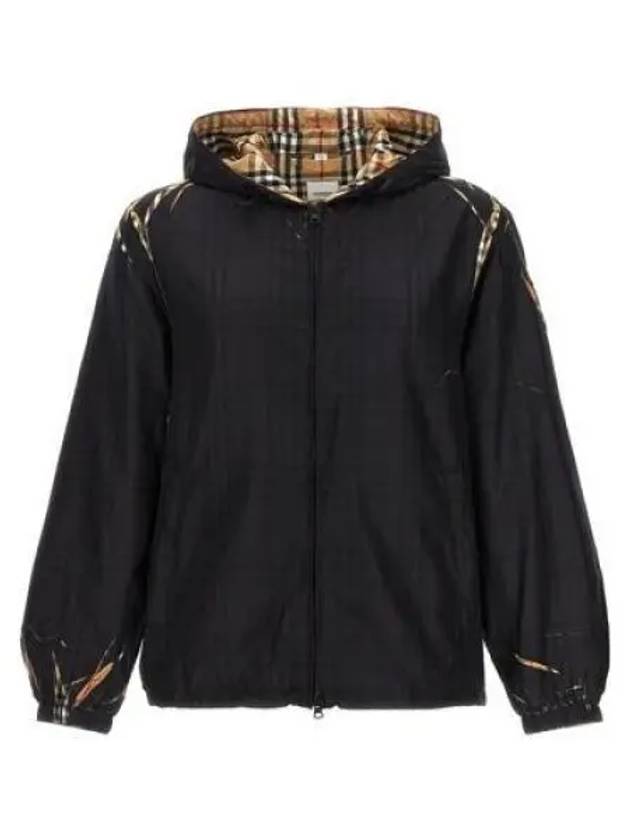 Sliced Check Zip-Up Hoodie Black - BURBERRY - BALAAN 2