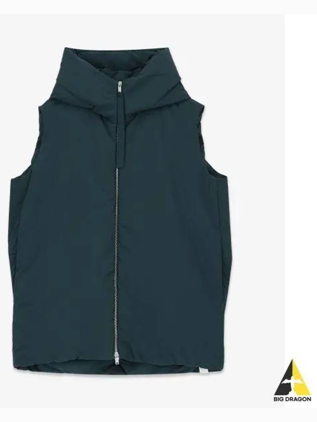 Zipper Hooded Oversized Down Vest Dark Green - JIL SANDER - BALAAN 2