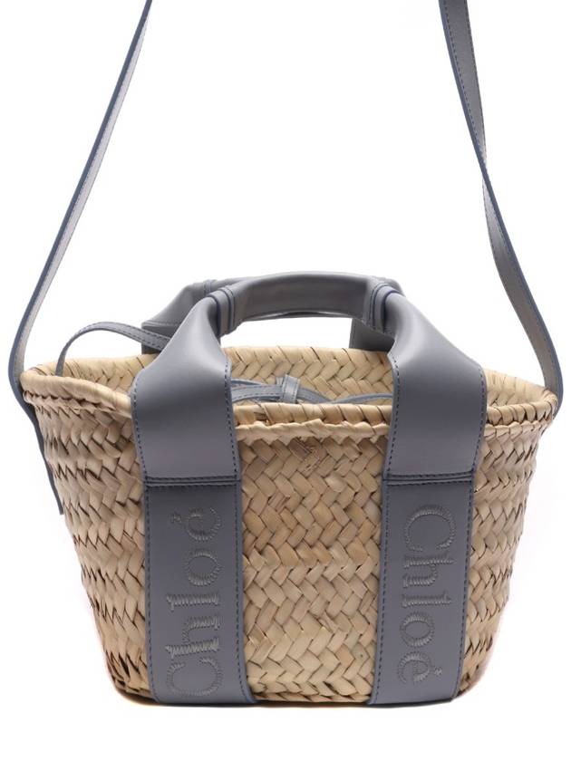 Sense Small Raffia Tote Bag Beige Blue - CHLOE - BALAAN 3