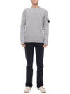 Logo Patch Lambswool Crewneck Knit Top Melange Grey - STONE ISLAND - BALAAN 4