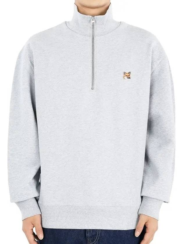 Fox Head Patch Half Zipper Sweatshirt Light Grey Melange - MAISON KITSUNE - BALAAN 3