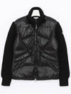 Logo Patch Wool Padded Cardigan Black - MONCLER - BALAAN 4