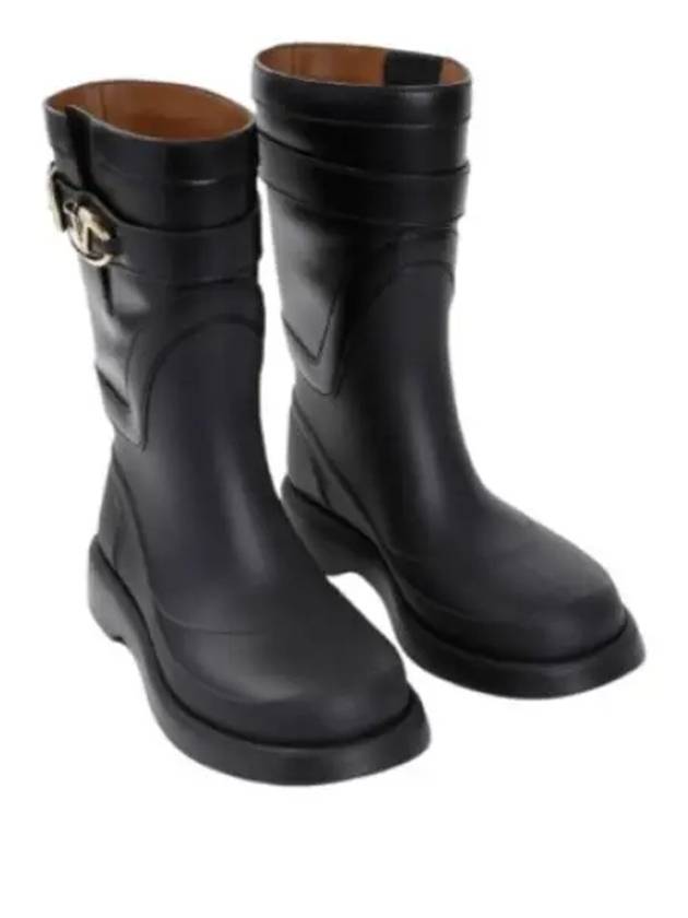 V Logo Bold Edition Middle Boots Black - VALENTINO - BALAAN 2