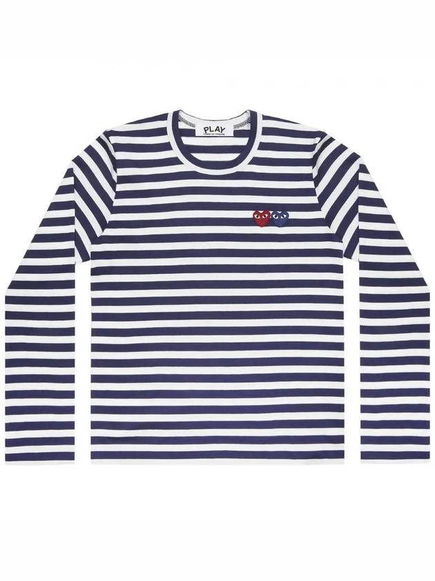 Men's long sleeve tshirt navy double wappen border tshirt border tshirt long sleeve tshirt - COMME DES GARCONS - BALAAN 6