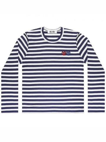 Men's long sleeve tshirt navy double wappen border tshirt border tshirt long sleeve tshirt - COMME DES GARCONS - BALAAN 1