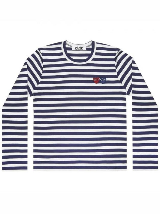 Men's long sleeve tshirt navy double wappen border tshirt border tshirt long sleeve tshirt - COMME DES GARCONS - BALAAN 2