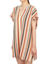 Women's Striped Knit Cotton Short Dress Beige - VANESSA BRUNO - BALAAN 3