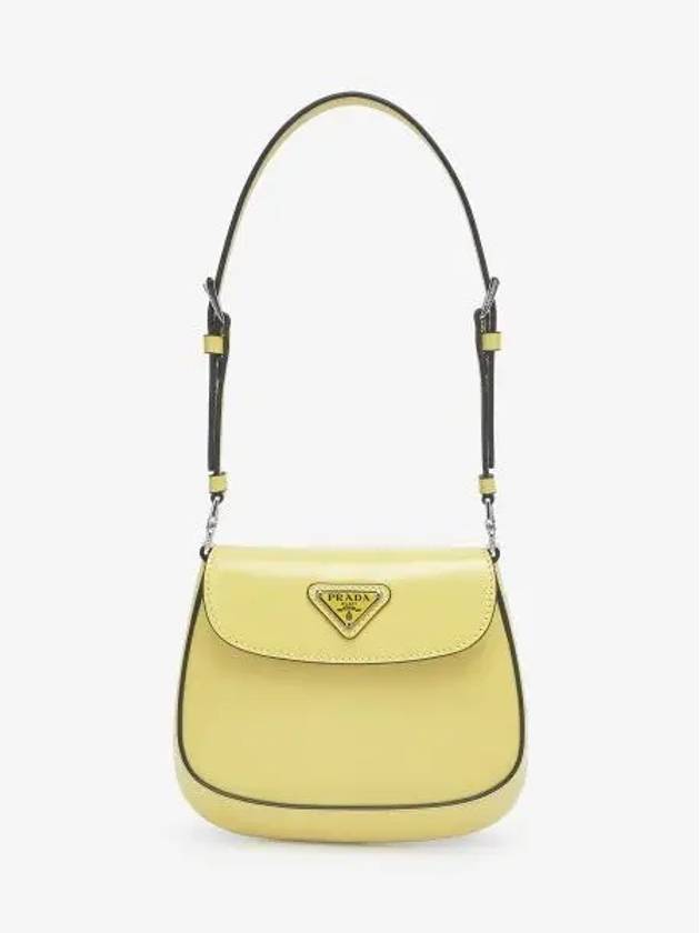 Cleo Brushed Leather Mini Shoulder Bag Yellow - PRADA - BALAAN 1