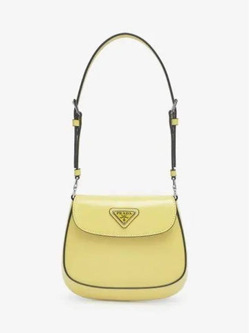 Cleo Brushed Leather Mini Shoulder Bag Yellow - PRADA - BALAAN 1