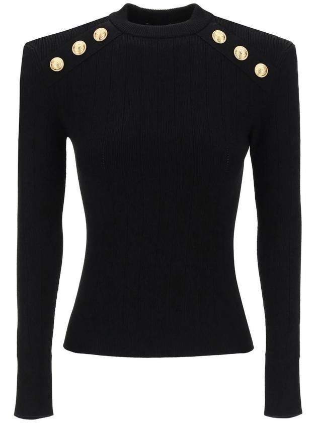 Button detail knit top black - BALMAIN - BALAAN 1