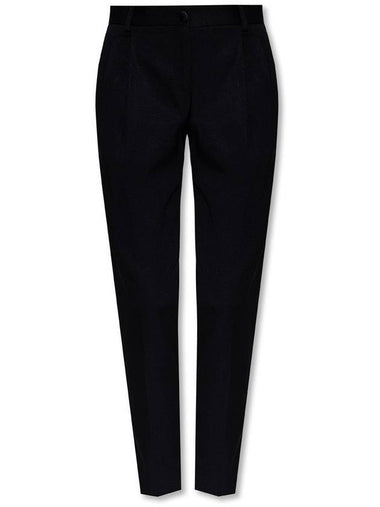 Women's Satin Effect Straight Pants Black - DOLCE&GABBANA - BALAAN 1