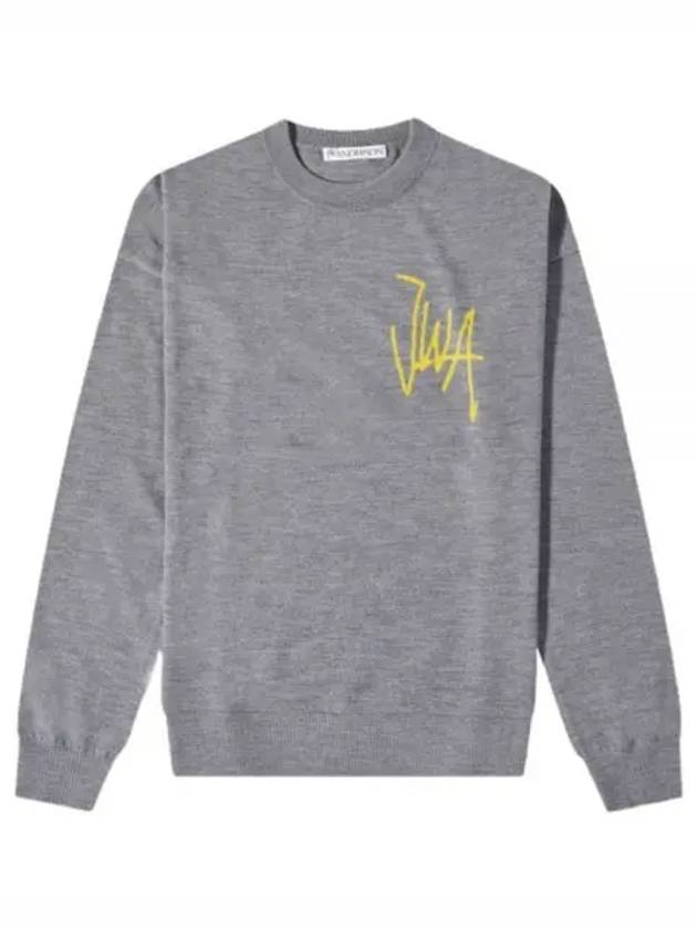 Logo Crew Neck Jumper Knit Top Grey - JW ANDERSON - BALAAN 1