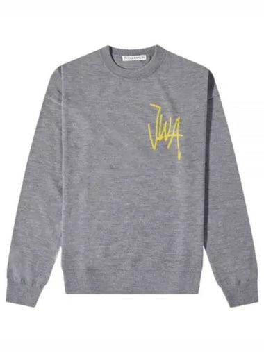 Logo Crew Neck Jumper Knit Top Grey - JW ANDERSON - BALAAN 1