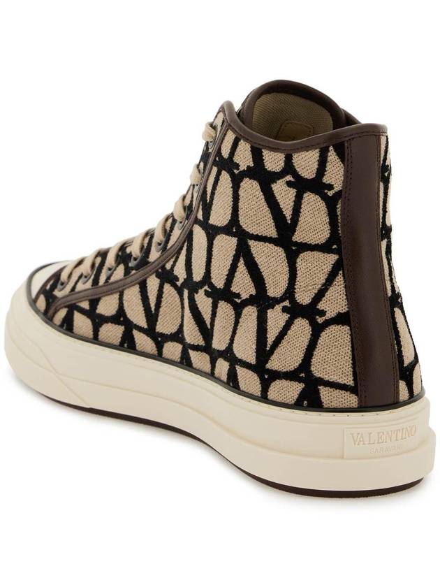 Toile Iconographe High Top Sneakers Beige - VALENTINO - BALAAN 3