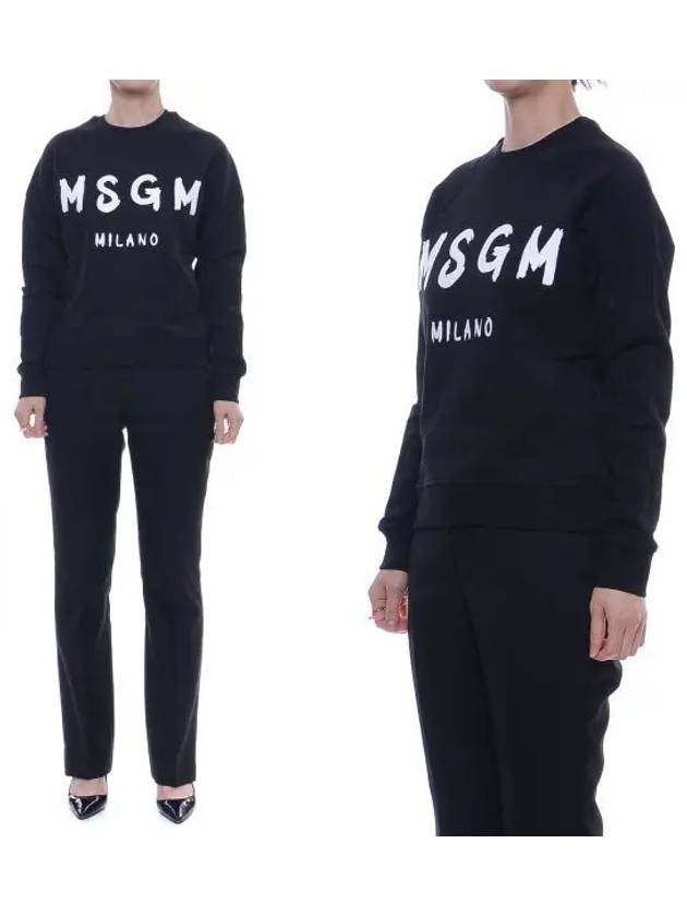 Milano Brushed Logo Print Sweatshirt Black - MSGM - BALAAN 2