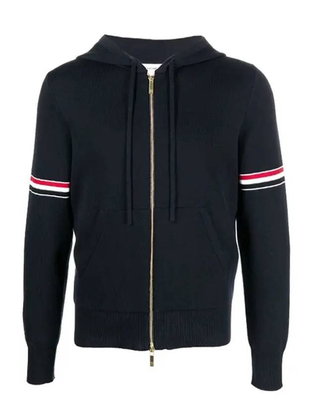 Cotton Milano Armband Zip Up Hoodie Navy - THOM BROWNE - BALAAN 2