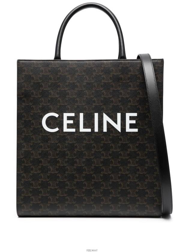 Medium Vertical Cabas Tote Bag In Triomphe Canvas With Print Black - CELINE - BALAAN 2