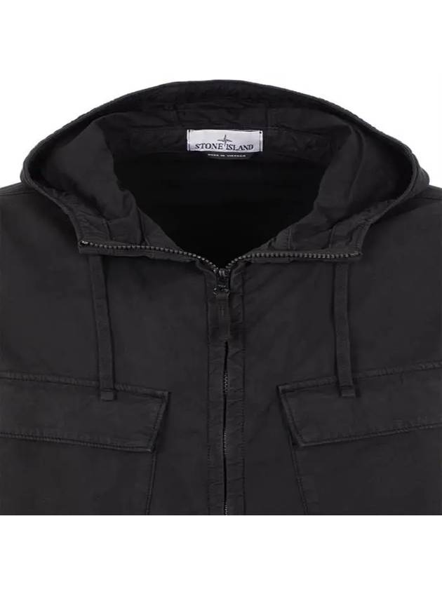 Cotton Twill Stretch Hooded Jacket Black - STONE ISLAND - BALAAN 5