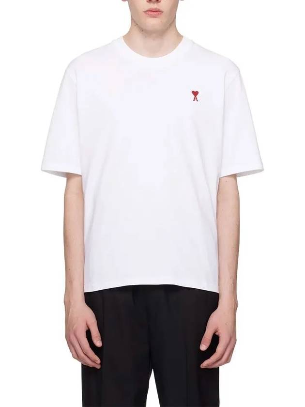 Small Heart Logo Boxy Fit Short Sleeve T-Shirt White - AMI - BALAAN 2