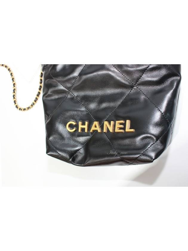 Mini Handbag Shiny Calfskin Gold Black - CHANEL - BALAAN 9