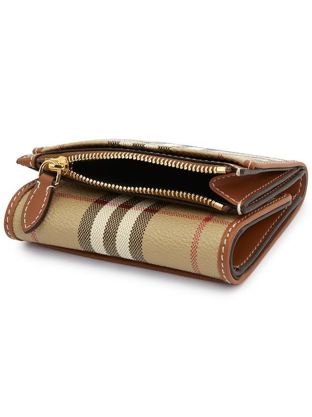 Women's Checked Leather Small Half Wallet Archive Beige - BURBERRY - BALAAN 5