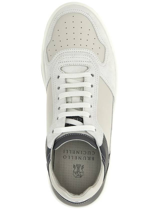 Logo Leather Low Top Sneakers Grey White - BRUNELLO CUCINELLI - BALAAN 5